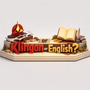 A picture showing the English language on one side and Klingon on the other.